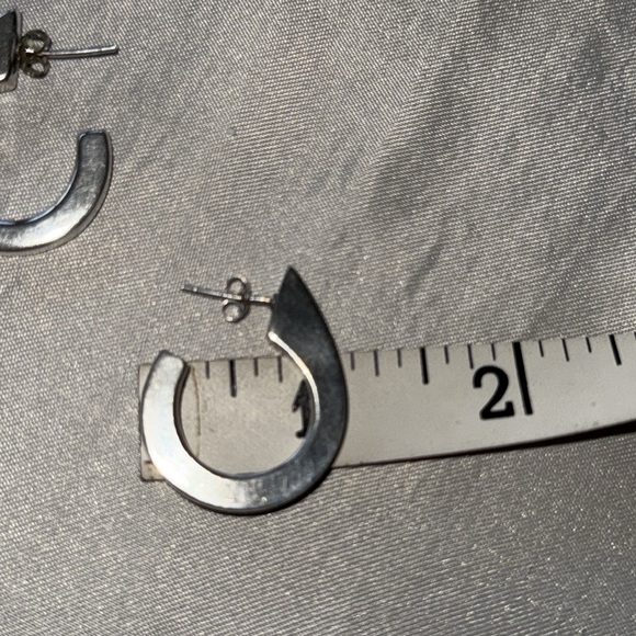 Modern Sterling Silver Teardrop Hoop Thick Minimalist Earrings - Picture 9 of 9